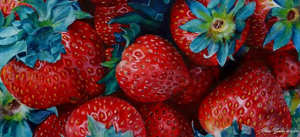 Strawberry watercolor painting